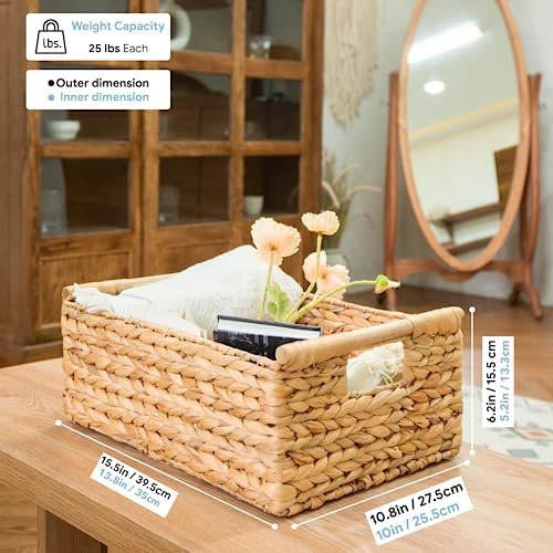 VATIMA Hyacinth Large Wicker Basket 15.5x10.8x6.2" - Image 3