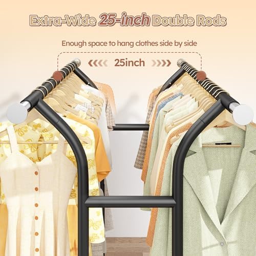 Raybee 74" W Clothes Rack 630 LBS Heavy Duty Double Rods Adjustable Size - Image 4
