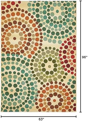Unique Loom Outdoor Modern Collection Area Rug - Spark (5' 3" x 8' Rectangle, Beige/ Burgundy) - Image 2