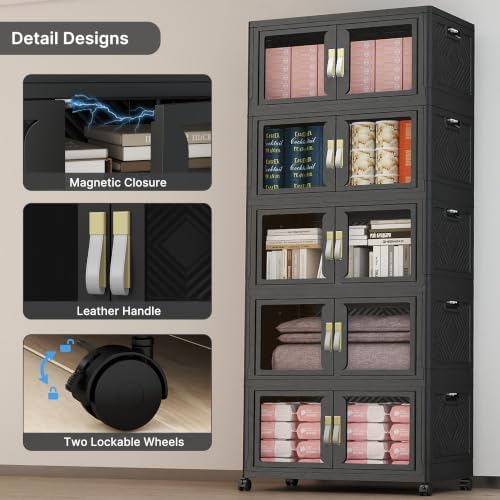 920QT Stackable Storage Bins with Lids, 230Gal Foldable Storage Cabinets - Image 3