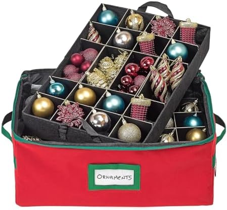 HOLDN’ STORAGE Christmas Ornament Storage Box with Dividers - Fits 72-3” Ornaments, 3 Removable Trays, Durable & Space-Saving, Clear Top Lid, Convenient Storage Designed, Red - Image 2