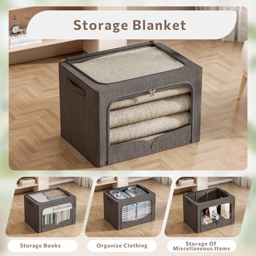 FHSQX 3 Pack Clothes Storage Bins with Metal Frame - Image 2