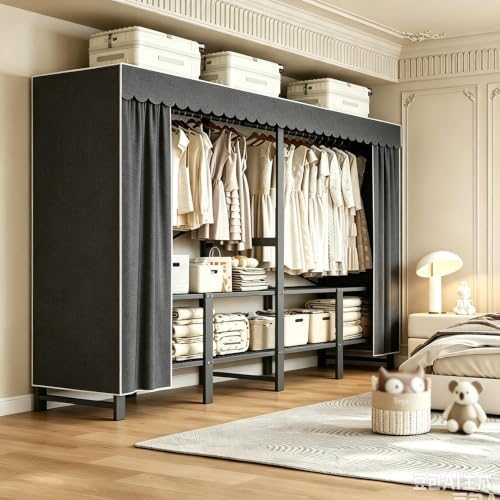 71in Heavy Duty Portable Closet with Dark Gray Cover by FKKPRVAX