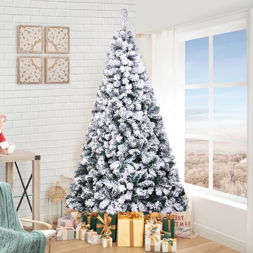 ULICO 5ft Snow Flocked Artificial Christmas Tree,Premium Spruce Xmas Tree with 600 Branch Tips, Fake Christmas Tree with Foldable Metal Base Stand,Home, Office,Party Decoration - Image 6