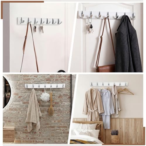 Wesiti 7 Hooks Large Wall Mounted Coat Rack, 22 Inch Floating Rack with Retractable Hook, Door Wall Coat Space Saving Aluminum Hangers for Entryway Bathroom Hat Towel(22 Inch) - Image 5