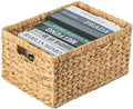 Natural Woven Water Hyacinth Wicker Rectangular Storage Bin Basket with Handles, Large by Vintiquewise