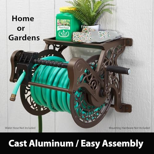Liberty Garden 707-P Decorative Wall Mount Hose Reel with Plastic Guide, Bronze - Image 3