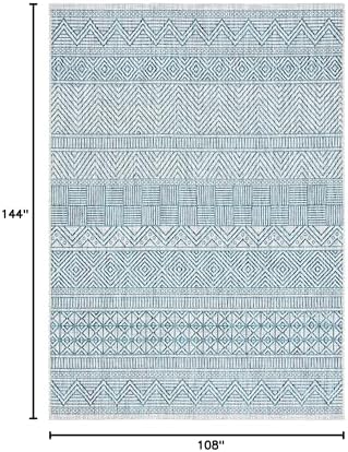 SAFAVIEH Courtyard Collection 9' x 12' Grey / Teal CY8196 Indoor/ Outdoor Waterproof Easy Cleaning Patio Backyard Mudroom Area Rug - Image 7