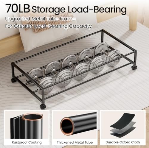 Yecaye 70L Large Under Bed Storage Containers with Wheels, 2 Pack, Black - Image 5