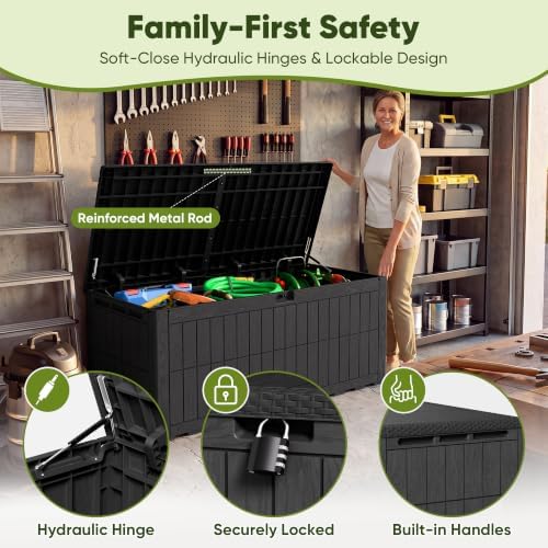 Devoko 185 Gallon Deck Box Resin Outdoor Storage Box Waterproof - Image 2
