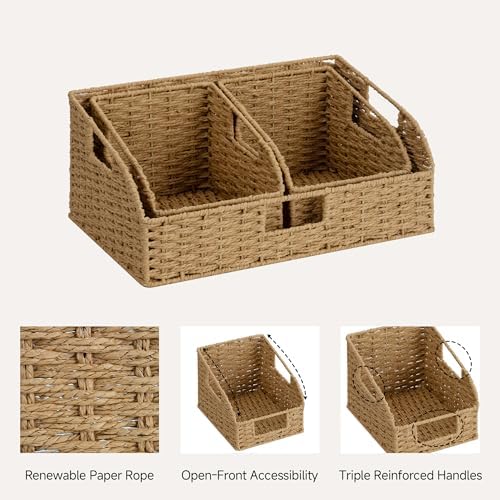 StorageWorks Paper Rope Shelf Baskets,Pantry Storage Baskets,Natural,3-Pack - Image 3