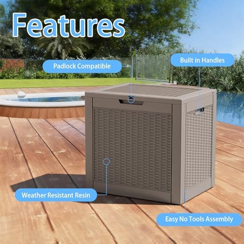 Vixzen 36 Gallon Deck Boxes Outdoor Waterproof, Lockable Resin Storage Box with lid for Furniture Cushions, Weatherproof Containers Outside Storage Boxes for Garden Patio Pool Tools(Grey, 36 Gallon) - Image 7
