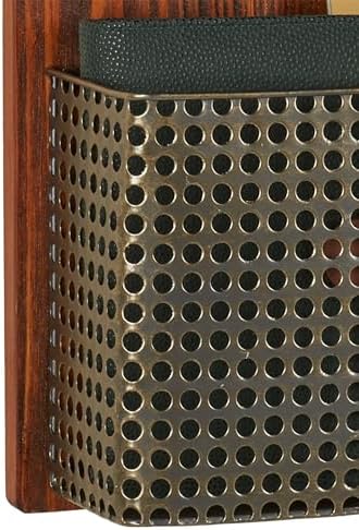 Sawyer Vertical Wall Organizer - Mission Red Oak - Handcrafted - Wooden Back, Metal Baskets - Vintage Hanging Organizer - Two Tier Basket for Mail, Paper, Letters - 26 Inches High Vertical - Image 5