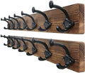 WEBI Rustic Coat Rack Wall Mount,30" Long 7 Cast Iron Coat Hooks Wall Mounted,Heavy Duty Farmhouse Wood Coat Hanger Wall Antique Vintage Hooks for Hanging Jacket,Clothes,Backpack,Brown,2 Packs by WEBI