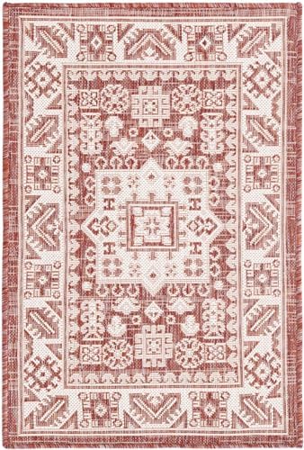 Rugs.com - Outdoor Aztec Rug – 2' x 3' 1 Rust Red Indoor/Outdoor Rug – Easy-Clean Flatweave for Patio, Porch, and Entryway - Image 3