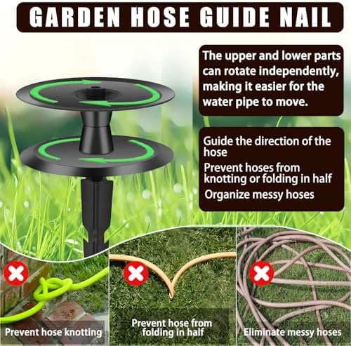 12PCS Metal Garden Hose Guide Spike, Hose Guides for Garden Heavy Duty, Cast Iron Garden Hose Guides for Outside, Rustproof Coated Hose Guide Stakes for Lawn & Yard, Plant & Flower Bed Protection - Image 4
