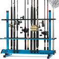 Savior Equipment Fishing Rod Rack Holder Organizer, 24-48 Slots to Hold Fresh Salt Water Spinning Rods & Reel Combo, Lightweight Aluminum Vertical Fish Pole Garage Storage Ground Display Stand by SaviorEquipment