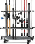 Savior Equipment Fishing Rod Rack Holder Organizer, 24-48 Slots to Hold Fresh Salt Water Spinning Rods & Reel Combo, Lightweight Aluminum Vertical Fish Pole Garage Storage Ground Display Stand by SaviorEquipment
