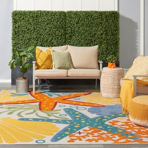 Nourison Home Aloha Multicolor 9' x 12' Area Rug - Easy Clean, Non Shedding, Bed Room, Living Room, Dining Room, Kitchen (9' x 12') - Image 3