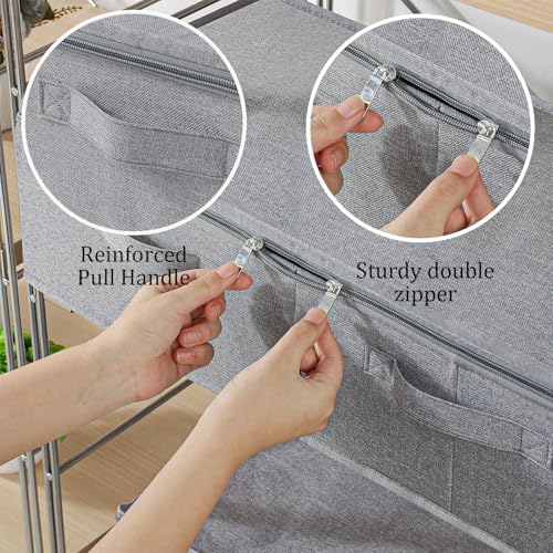 Underbed Fabric Storage Box with Lids,23.6x11.8x5.9in,Grey,3 Pack - Image 5