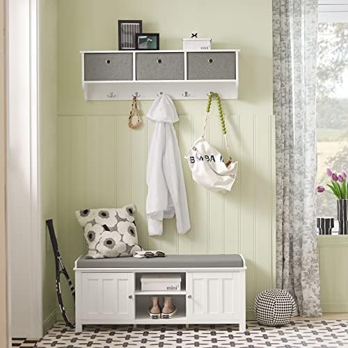 Haotian SoBuy Wall Shelf with Hooks, Coat Rack Wall Mounted with Shelf - Image 6