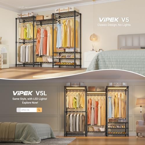 VIPEK V5 Heavy Duty Clothes Rack, Freestanding Modular Closet System, Black - Image 3