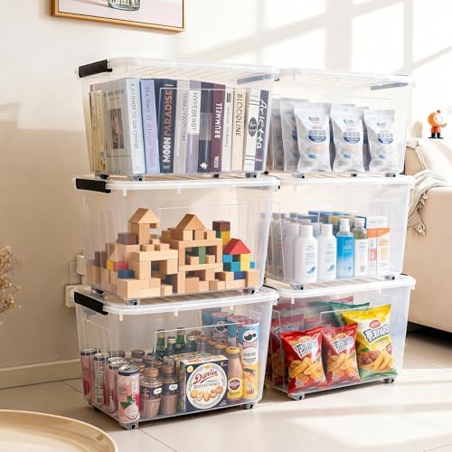 Citylife 82 Quart Large Clear Plastic Storage Bins with Lids 6-Pack - Image 6
