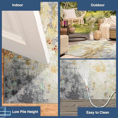 Liora Manne Marina Indoor/Outdoor Power Loomed Synthetic Blend Low Profile Area Rug - Contemporary Graphic Casual Colorful (Abstract Multi) (1'11" x 7'6") - Image 4