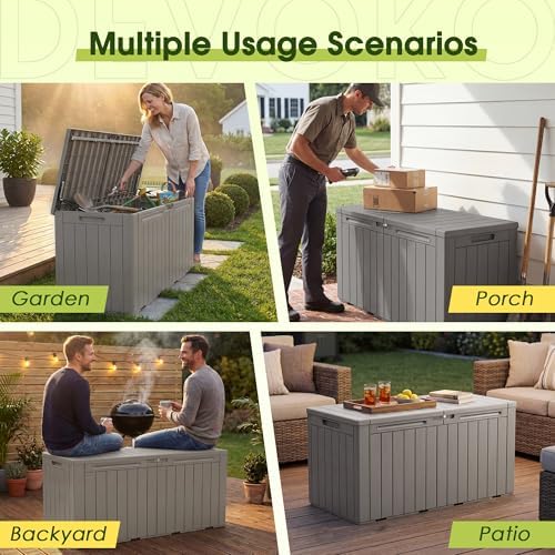 Devoko 100 Gallon Outdoor Storage Box, Waterproof Deck Box Lockable - Image 4