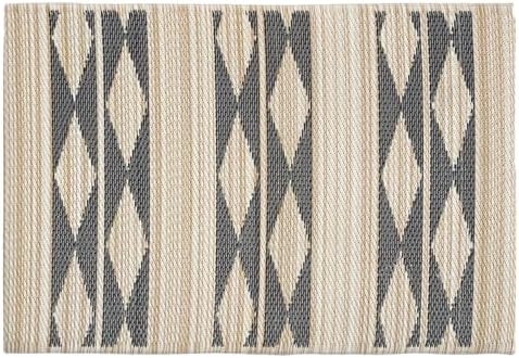 Fab Habitat Striped Non Slip Doormat - Durable, Thin - Recycled Plastic - Entryway, Front Door, Porch, Patio - Cairo - Natural & Black (24" x 36" Non-Slip) - Image 3