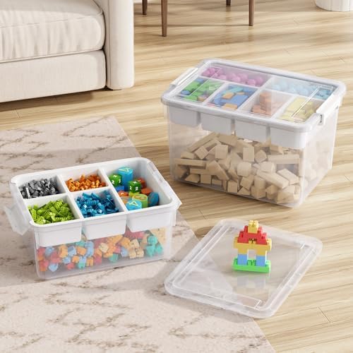 40Qt Stackable Storage Bin with Lid Tray Craft Box Organizer, 1Pack,WH - Image 5