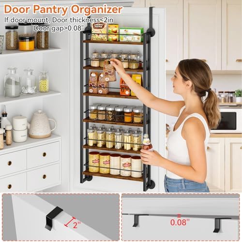 IBUYKE Over the Door Spice Organizer,Door or Wall Mount,Brown TLJ028H - Image 2