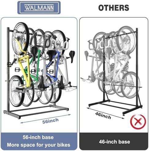 WALMANN Freestanding Bike Stand for Garage, 5 Bikes Vertical Bike Storage - Image 6