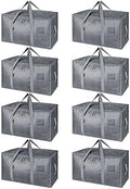 BALEINE 8-Pack Oversized Moving Bags with Reinforced Handles, Heavy-Duty Storage Tote for Clothes, Moving Supplies (Winter Grey, 8-Pack) by BALEINE