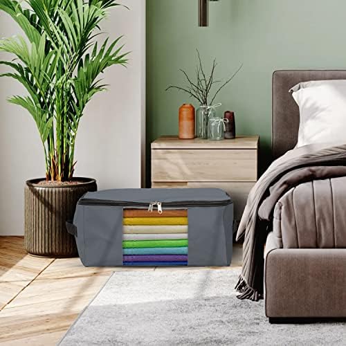 Covers & All Storage Bags, 90 litres Large size Space Saver bags Heavy Duty Storage Organizer Multipurpose, 12 Oz Waterproof UV-Resistant & Tear-Proof (Pack of 10, Grey) - Image 4