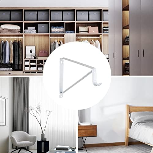 Closet Rod Brackets 11x9.5in, 10 Pack Closet Shelf Brackets, White - Image 4