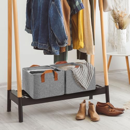 Storage Baskets for Closet with Metal Frame, Fabric Storage Bins for Shelves, Shelf Baskets and Bins with Handles for Clothes Toys Organization, 4-Pack - Image 5