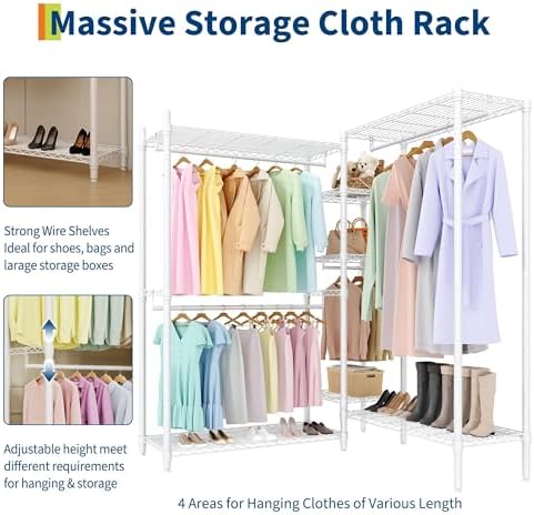 Garvee L-Shaped Clothes Rack Heavy Duty Portable Adjustable Shelves - Image 6