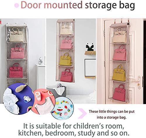 Handbag Organizer Storage Purse Bag Hanger with 4/5 Easy Access Deep Pockets Fully Sealed with Zipper dust-Proof for Closet Wall…(Gray, 4 Pockets) - Image 3