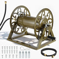 VEVOR Wall Mounted Garden Hose Reel, Holds 200 Feet of 5/8-inch Hose, Outdoor Heavy-Duty Waterhose Holder Winder, with Brass Connector, Decorative Pattern, Bronze Finish, for Backyards and Gardens by VEVOR