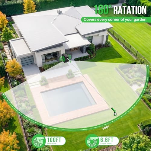 Retractable Garden Hose Reel, 1/2 in x 100 ft Automatic Slow Rewind System & Any Length Lock, Heavy Duty Wall-Mounted Hose Reel with 180° Swivel Bracket,10-Pattern Nozzle for outside Watering,Cleaning - Image 6