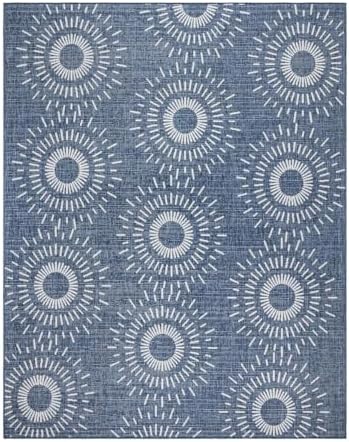 Gertmenian Indoor/Outdoor Flatweave Area Rug - 8x10 Large, Stain & UV Resistant, Ideal for High Traffic Areas in Deck, Patio, Mudroom - Geometric, Navy, 32462 by Gertmenian