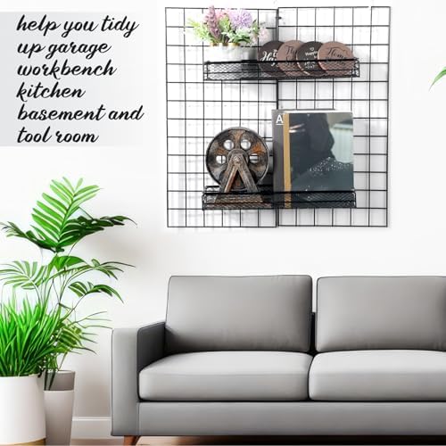 4 Pcs Metal Wire Mesh Basket for Gridwall Black Hanging Wire Mesh Basket with Hook Wall Mounted Organizer for Home Wall Display (Small) - Image 6