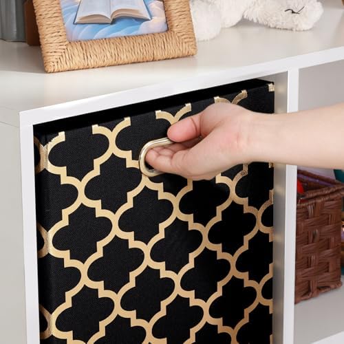 Posprica 13x13x13 Storage Cube Bins, Collapsible Storage Bins Fabric Storage Cubes Organizer Baskets Box Drawers for Shelves, Closet, Wardrobe, Bookshelf, Cabinet,(Set of 4, Black/Gold lantern) - Image 6