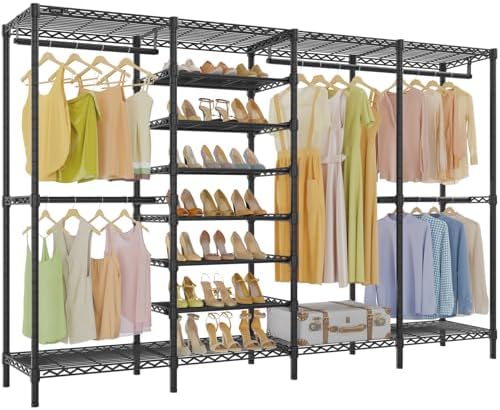 VIPEK S4 Clothes Rack with Shoe Shelves for Bedroom/Walk-In Closet, Black by VIPEK