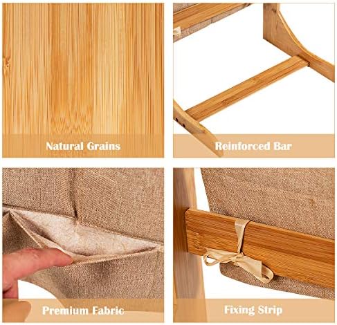 Tangkula Bamboo TV Tray Table for Living Room, Sofa Side Table, Snack End Table w/Storage Bag, C-Shaped Bed Side Table, Multifunctional Bedside Table for Home, Office - Image 7