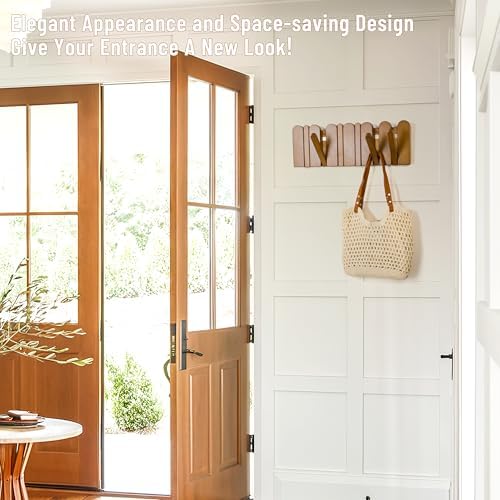 Wall Coat Rack for Entryway: Wooden Modern Heavy Duty 6 Hooks - Image 6
