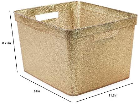 Isaac Jacobs Large Glitter Storage Bin Set (14" x 11.5" x 8.75") - Image 4