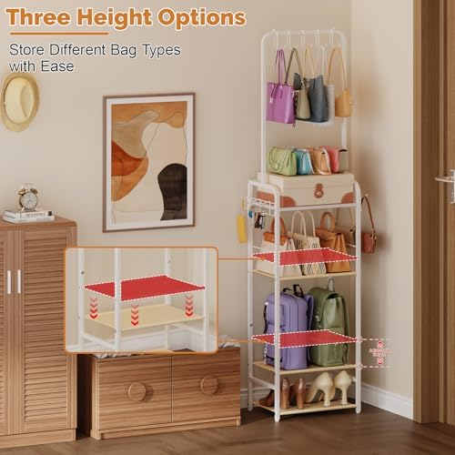 5-Tier Large Purse Organizer for Closet with 5 Purse Hanger,6 Side Hooks - Image 5
