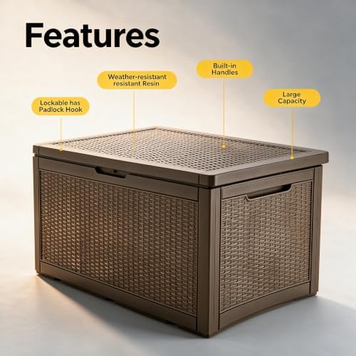 130 Gallon Deck Box,Lockable Outdoor Storage Box Gas Lift,Waterproof,Grey - Image 4